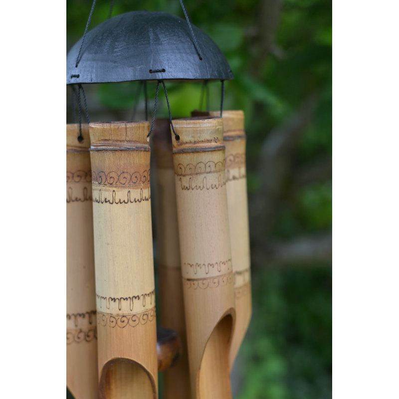 Weather Resistant Wood Abstract Wind Chime, Large