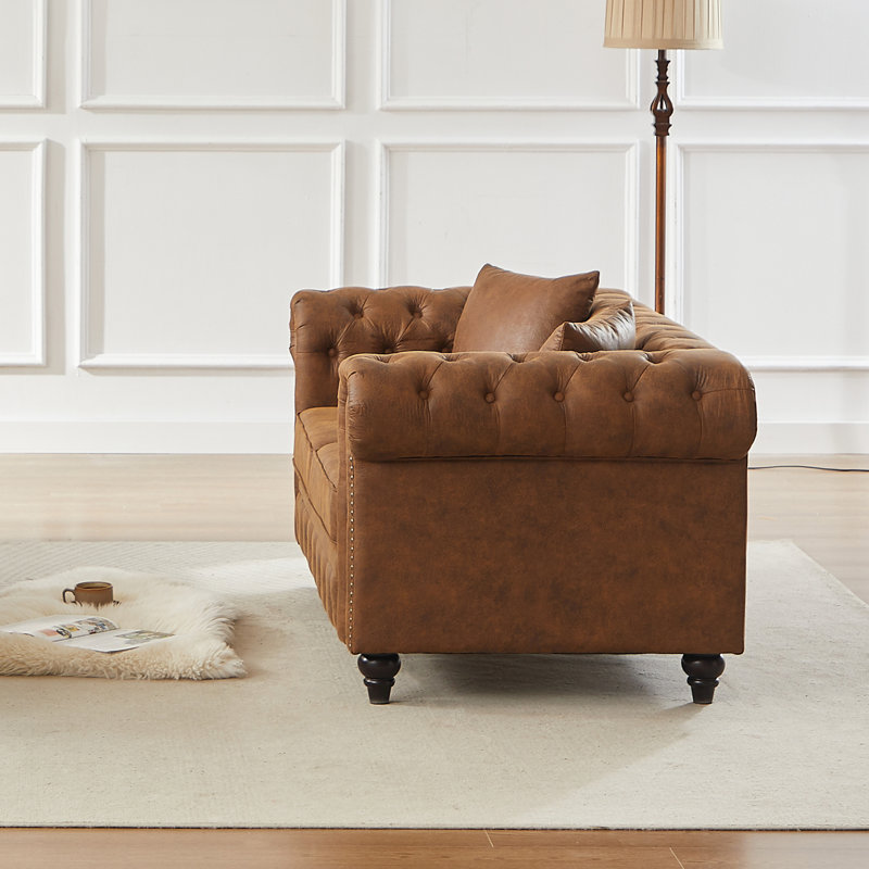 Canapé chesterfield de conception contemporaine, Brun