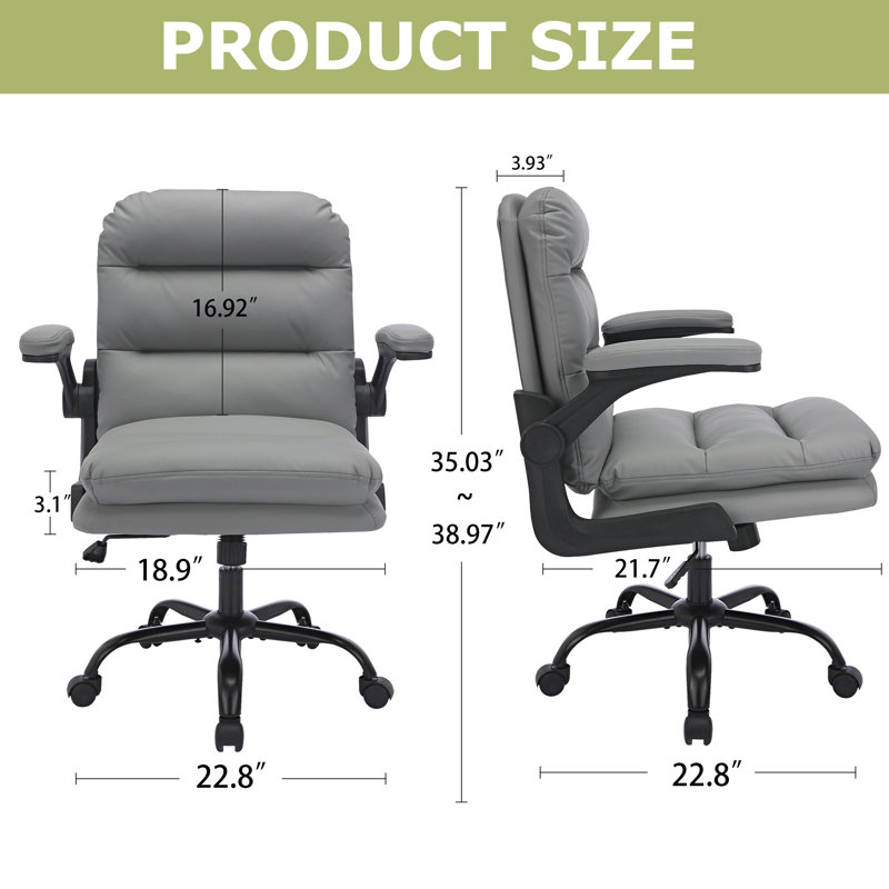 Cross Legged Gray Office Chair, Ergonomic Desk Chair with Lumbar Support, Adjustable Swivel Computer Chair for Home Office & Study