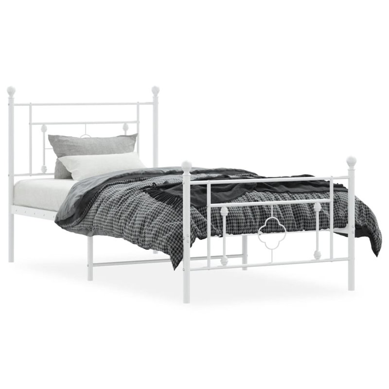 Aceion Metal Bed, Double (4'6), White