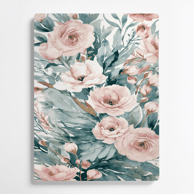 Aquarelle florale 16, art mural gris en métal, H 14 po x l 11 po