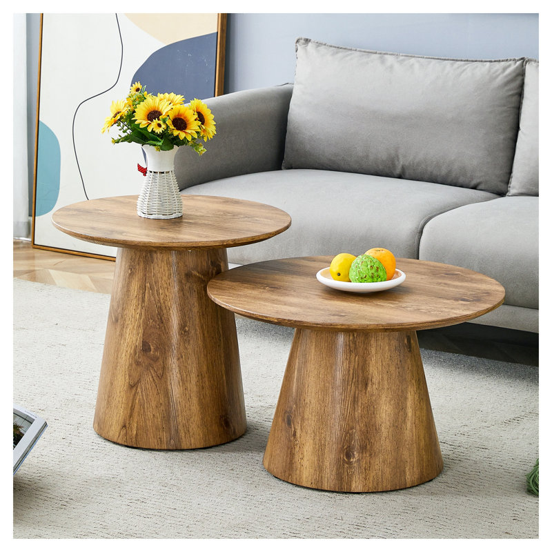 Ensemble de tables basses de style médiéval-moderne, meubles de salon ronds en bois aggloméré