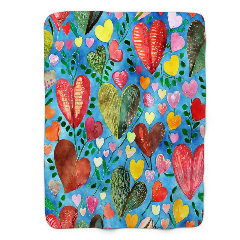Jeté Colorful Hearts, L 50 po x L 60 po