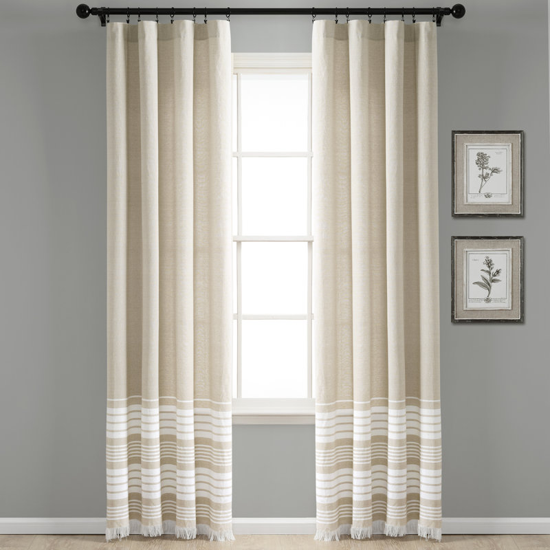 Nantucket Cotton Semi Sheer Curtain Pair, Taupe, 40"W x 95"L