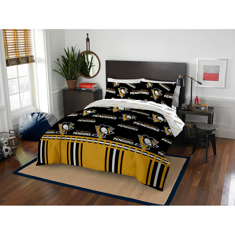 Ensemble d’confort pour équipe nhl, Édredon double + 4 pièces supplémentaires, Pittsburgh Penguins