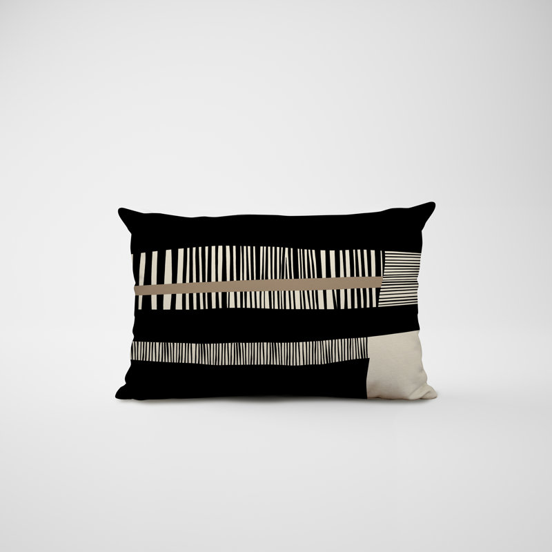 Housse et insert de coussin rectangulaire intérieur / extérieur en polyester / mélange de polyester Chamu, Noir