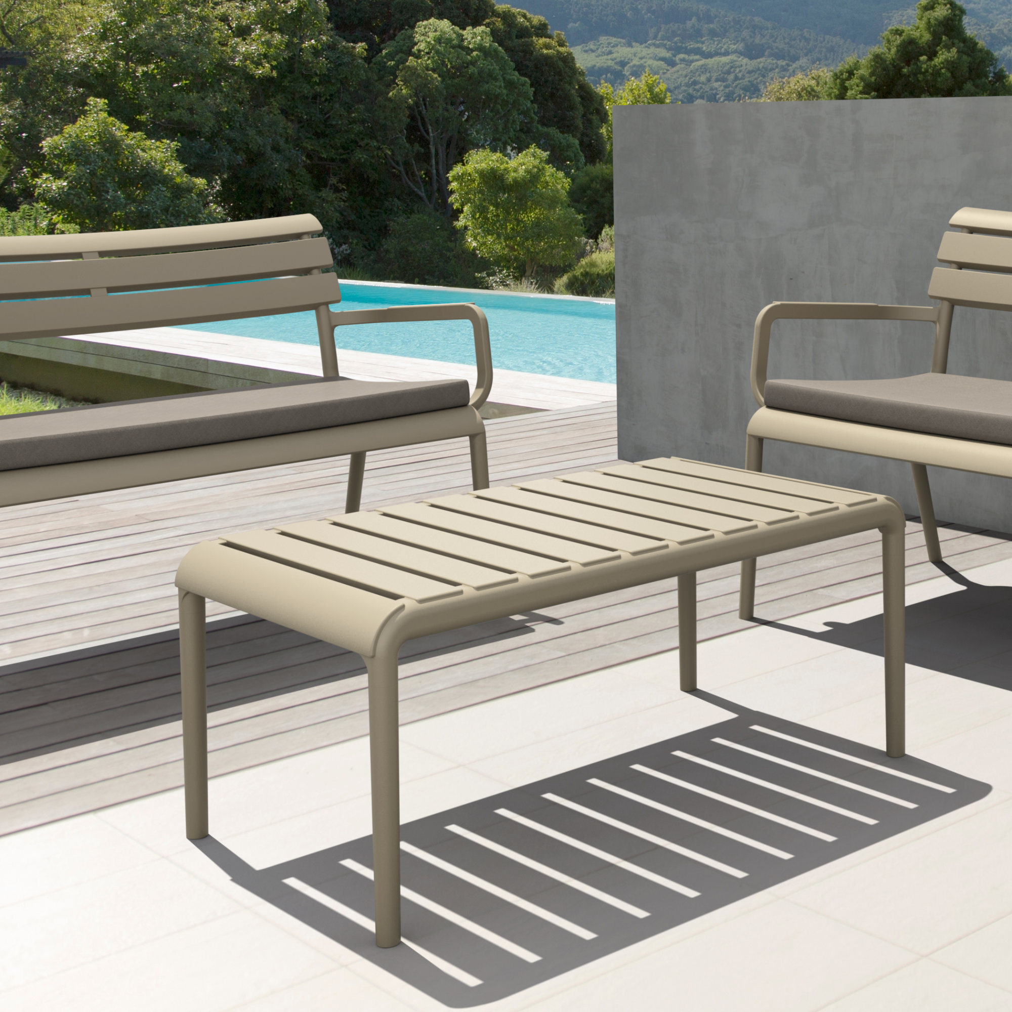 Paris 35'' Outdoor Coffee Table, Taupe