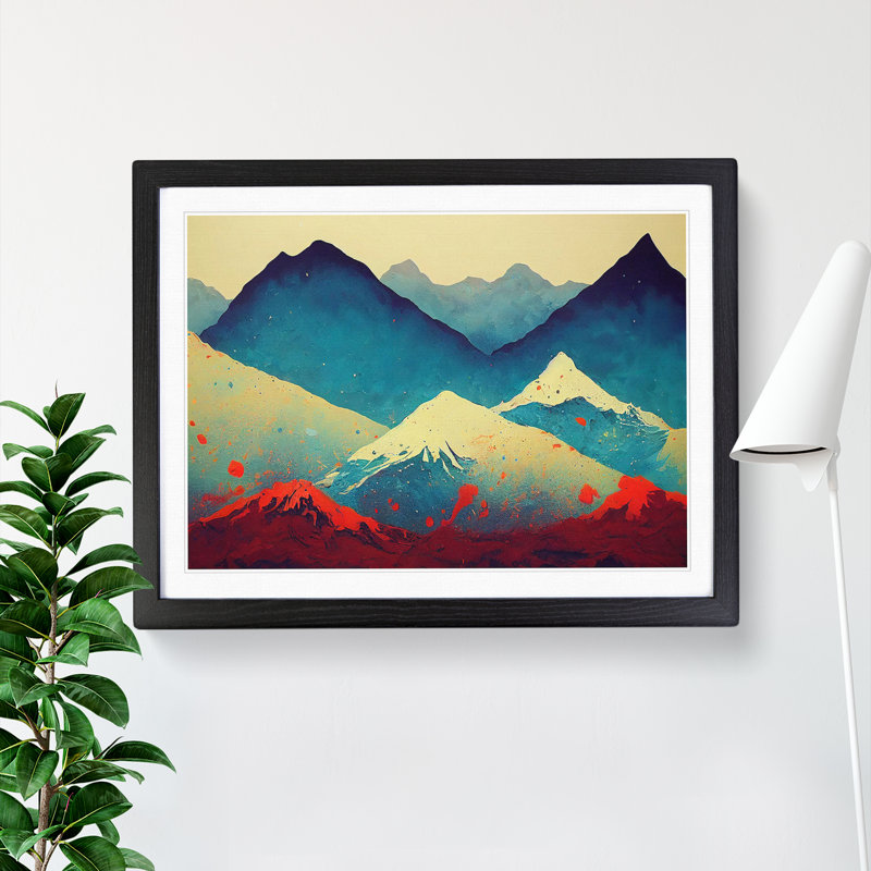 Splendid Painted Mountains - Framed Print, 25cm H x 34cm W x 2cm D, Black