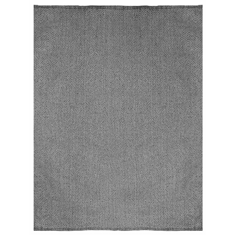 Tapis intérieur / extérieur noir / argenté Varcha, Rectangle 9 pi x 12 pi