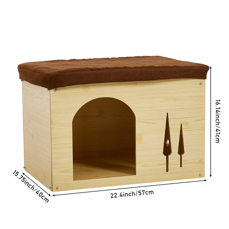 Wooden Cat House Bed