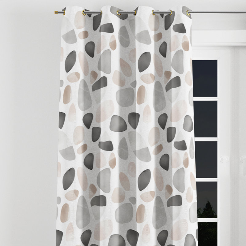 Rideaux en velours Modern - motif géométrique à œillets Boodram - 1 panneau, L 52 po x L 90 po, Œillets dorés