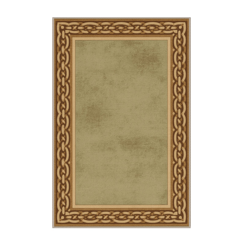Machine Washable Aguayo St Patties Modern & Contemporary Abstract Rug in Brown – Beige Binding, 3x5