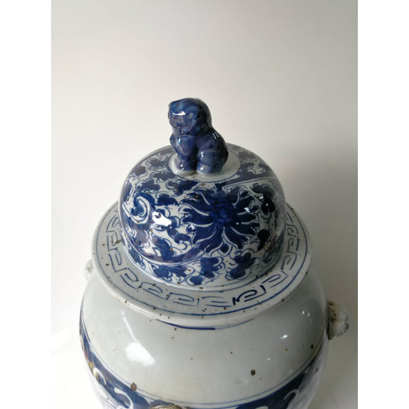 Pot décoratif bleu et blanc en porcelaine