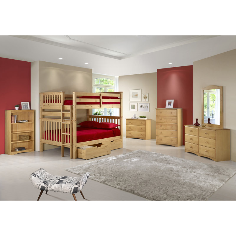 Lit superposé standard en bois massif Abdullah, Double sur double, Blanc