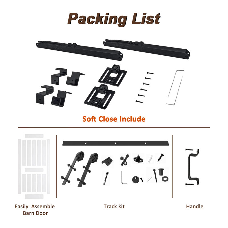 Panelled Barn Door with Soft Closing Installation Hardware Kit, 96" x 84"