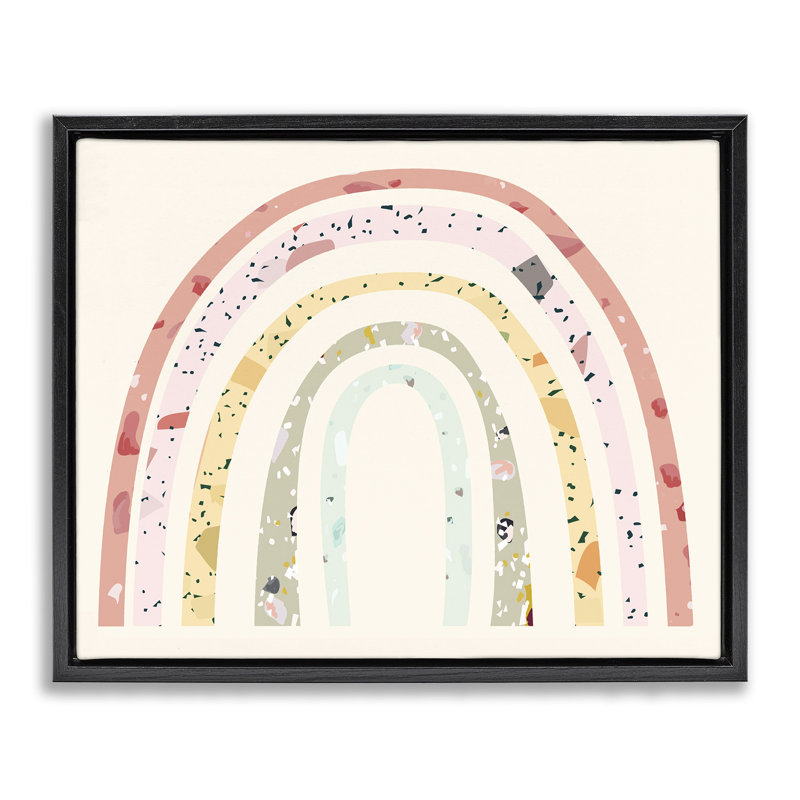 Motif abstrait pour enfants, arc-en-ciel, H 17 po x l 21 po, Cadre flottant noir de jais