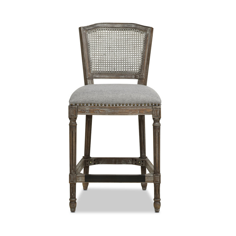 Tabouret de comptoir 26,5 po Roquefort, Lin gris chiné