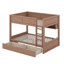 Lit double superposé au dessus d'un lit double avec 2 tiroirs, lit superposé en bois avec armoires de rangement et lumières DEL-1581220350