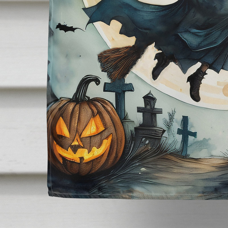 Drapeau de la maison d'Halloween volante sorcière effrayante