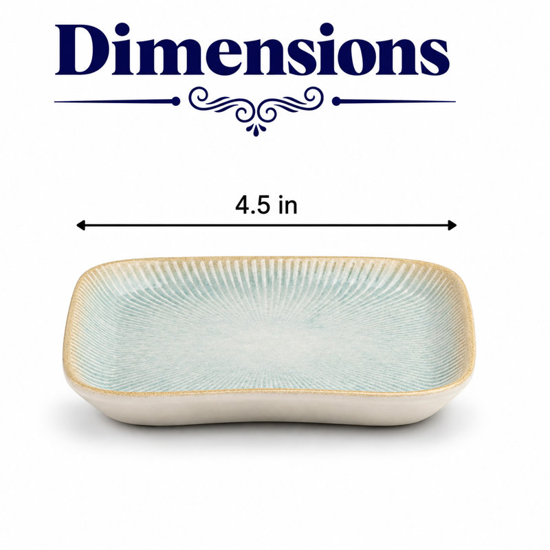 Paros-Aqua Premium Porcelain Miniature Square Plate, Aqua, 4.5x4.5 | Microwave & Dishwasher Safe