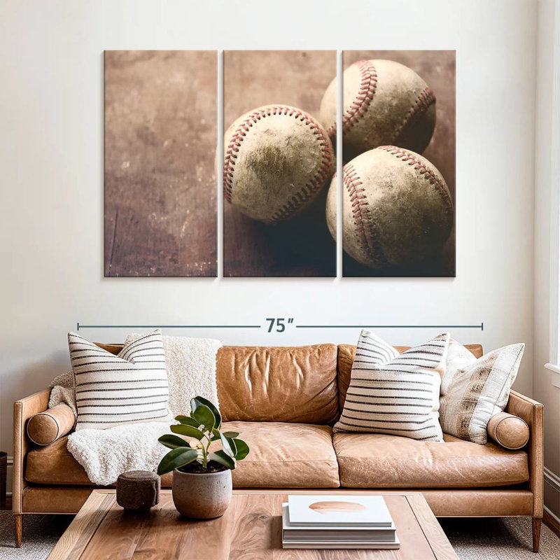 Trio de baseball Sireci, H 42 po x l 65 po