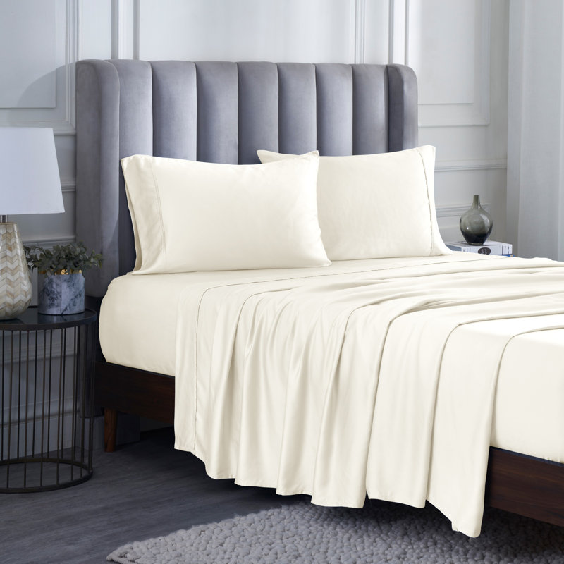 Modal From Beechwood 400 Thread Count Lightweight Cooling Solid Deep Pocket Bed Sheet Set, Queen Sheet Set with 2 Pillowcases