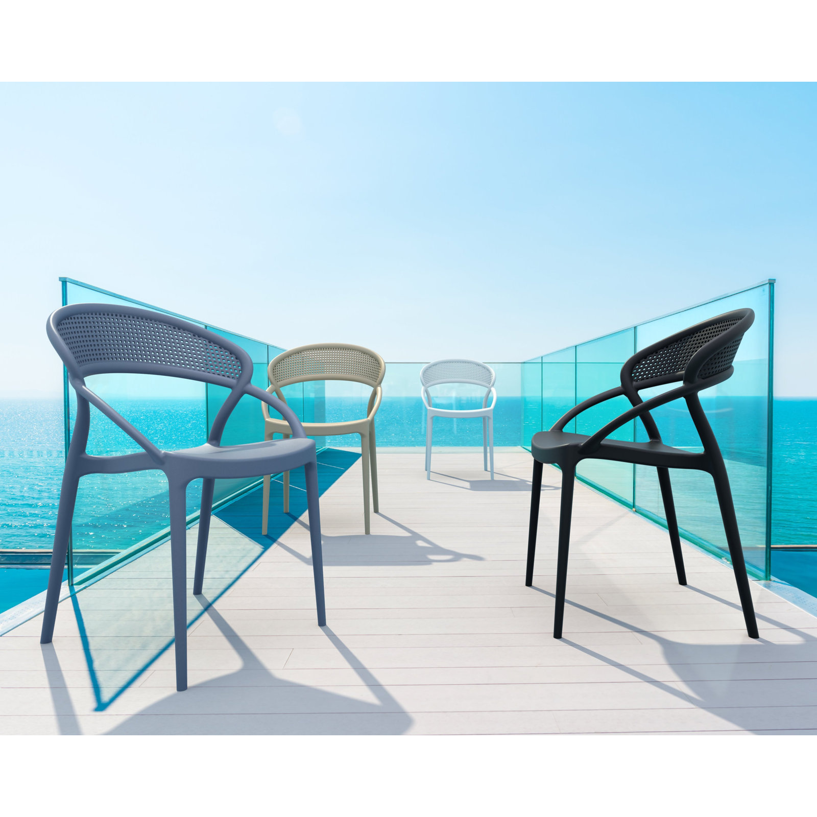 Farrah Stacking Patio Dining Armchair, Taupe