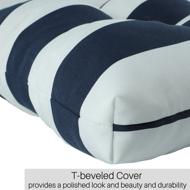 Navy Blue/White 2-Pack High Back Patio Chair Cushions - 44"X22"X4", Blue