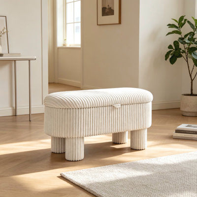 Pouf de rangement moderne en velours côtelé, banc rembourré pour chambre, entrée, salon et hall d'entrée