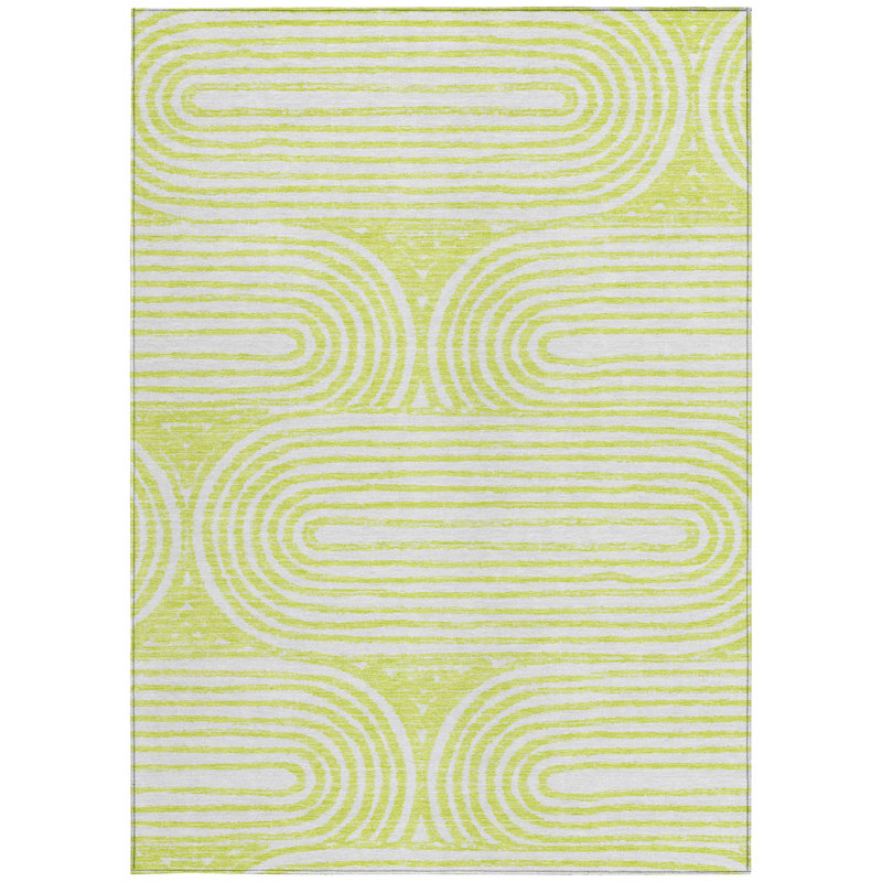 Tapis extérieur lavable abstrait vert et blanc HomeRoots 5 pi x 8 pi