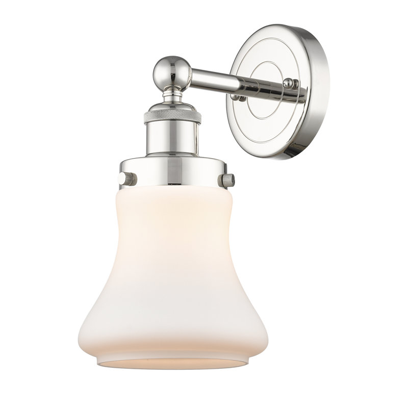Chickasha Armed Sconce, Matte White, Polished Nickel