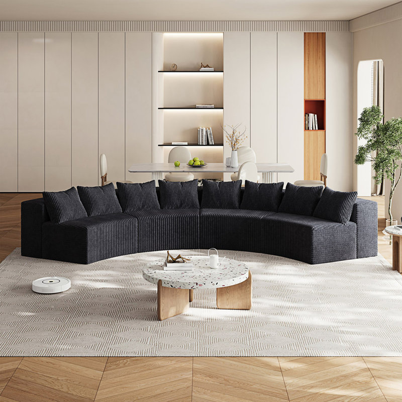 Canapé modulaire courbé avec 8 coussins, canapé semi-circulaire modulaire, canapé confortable