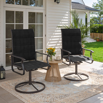 Padded 360° Swivel Outdoor Dining Chair, Thickened Cushioned Textilene Mesh Seat With Extra Comfort, High Back Support & 300 Lbs Capacity, UV & Water Resistant For Patio, Deck, Backyard