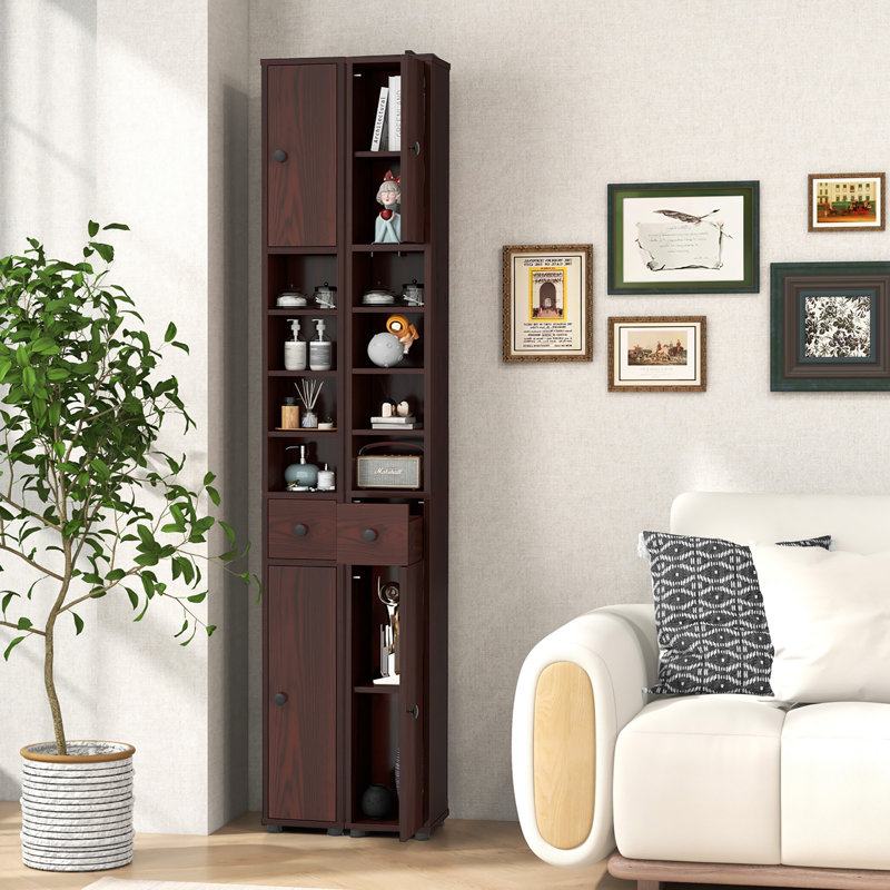 Armoire à linge autoportante Leeani, Brun foncé