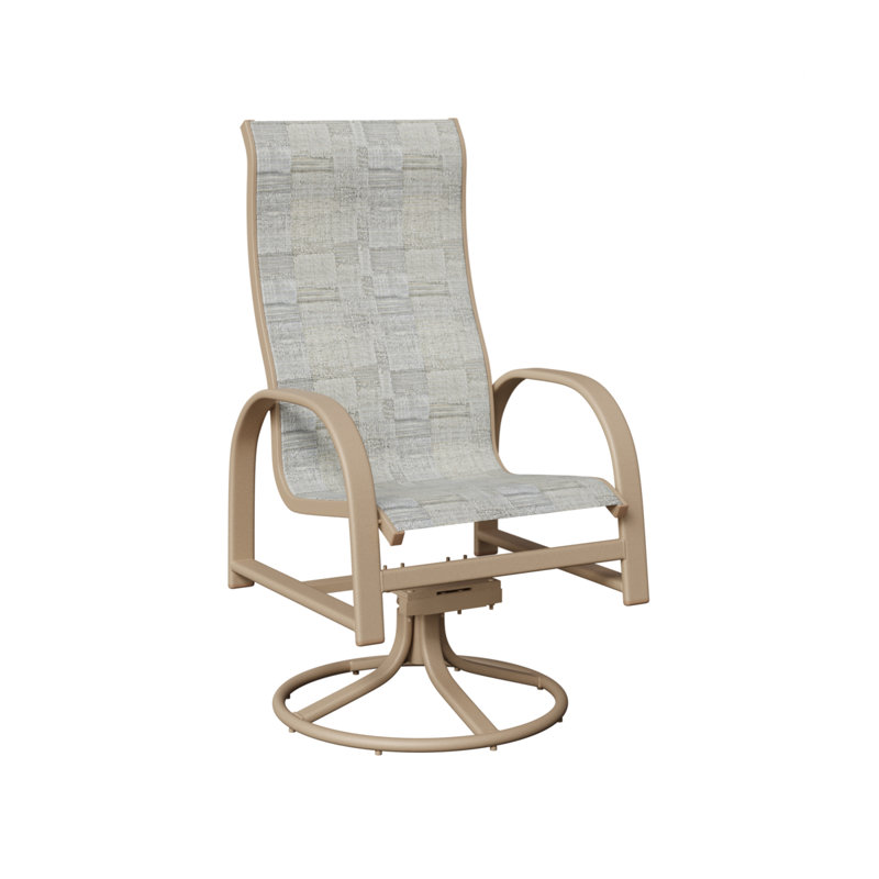 Chaise berçante pivotante à haut dossier avec tissu Sling de Berlin Gardens, Solido Luxe, Sahara moucheté