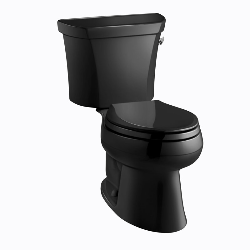Wellworth 1.28 GPF Elongated Two-Piece Toilet (Seat Not Included), Black Black, Right-Hand
