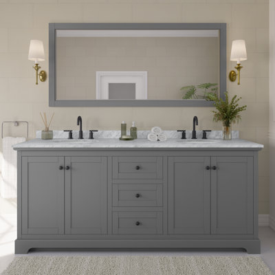 Avery 80'' Double Bathroom Vanity with Marble Top
