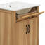 Meuble-lavabo de salle de bain avec structure en bois massif, tiroir rabattable, portes à fermeture en douceur, tablette réglable et lavabo moderne pour un rangement polyvalent