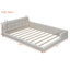 Grand lit plateforme tapissier avec 2 lampes de lecture, blanc