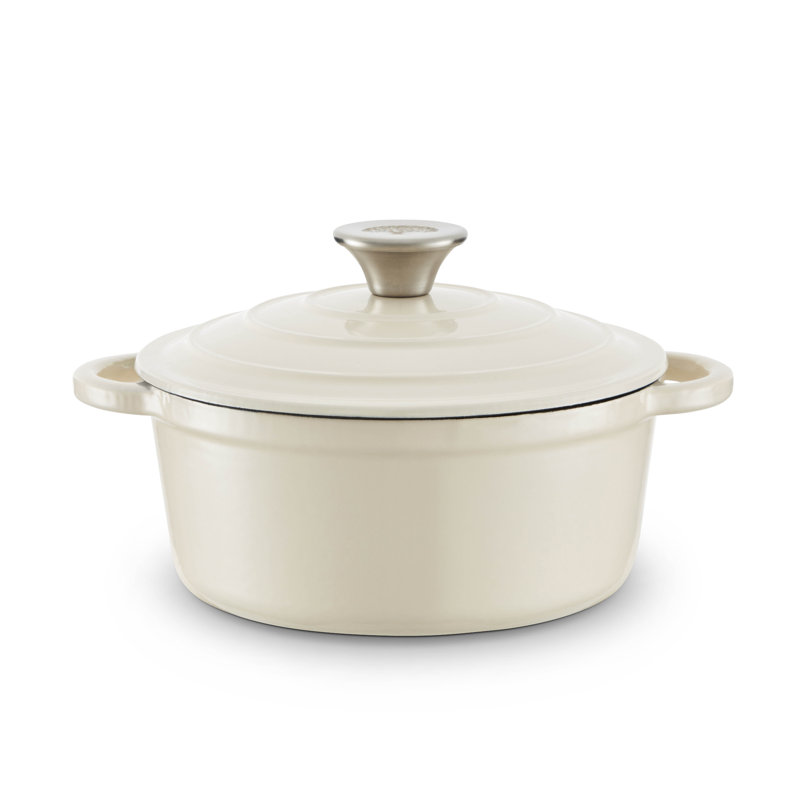 Barbary & Oak Non-Stick Cast Iron Round Dutch Oven, 1.76L, Camembert Cream, 25.5