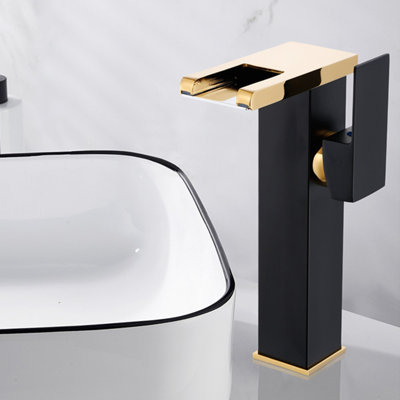 Waterfall Bathroom Vessel Faucet Led Light 3 Color Changing Single Handle One Hole Bowl Sink Faucet
