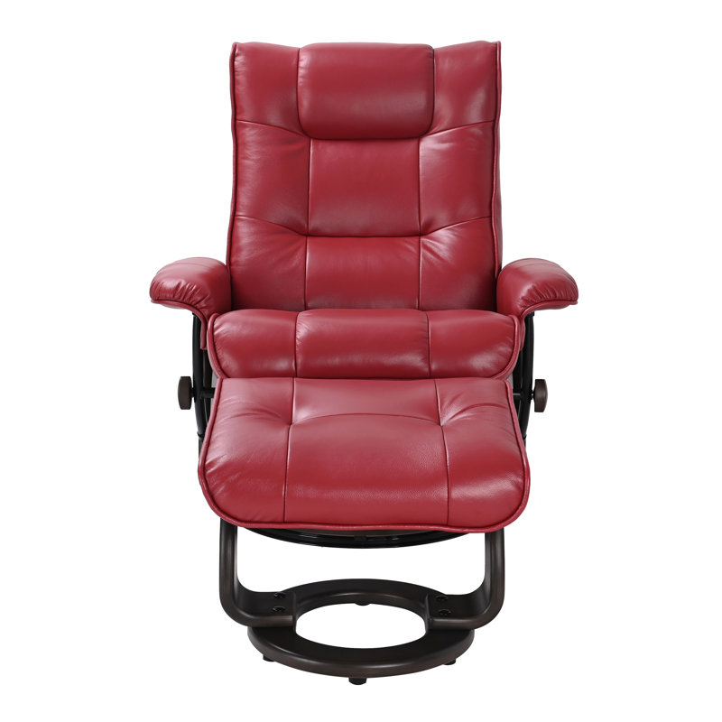  Zahide Leather Recliner With Matching Ottoman