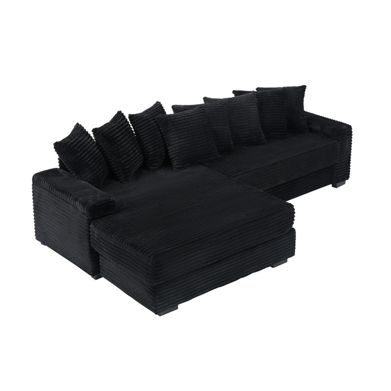 Pettisville 2 - Piece Upholstery Sofa, Black Corduroy, Left Hand Facing