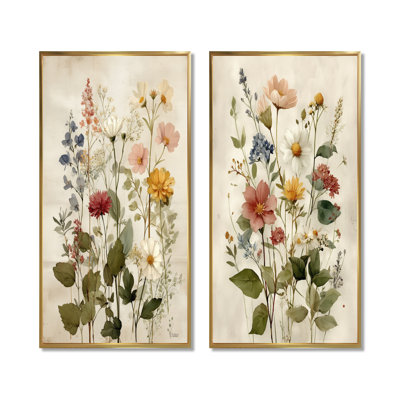 Art mural sur toile 2 fleurs rétro