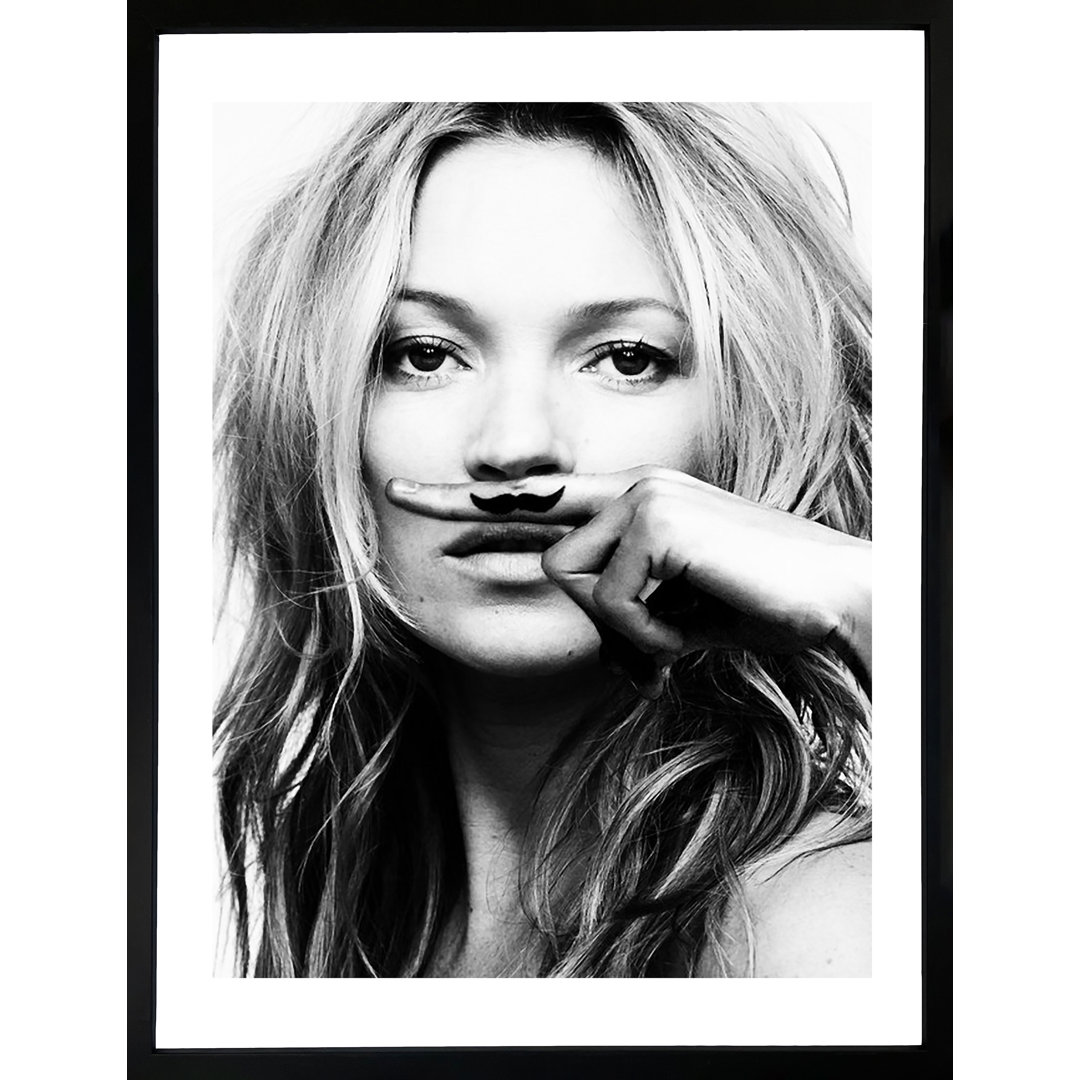 Kate Moss Moustache - Single Picture Frame Print