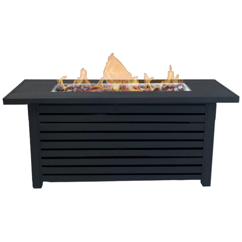 Table de foyer d'extérieur en acier au propane / gaz naturel avec couvercle, Noir