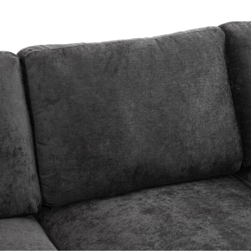 Canapé-lit modulaire rembourré 6 pièces Virelle, Chenille noir