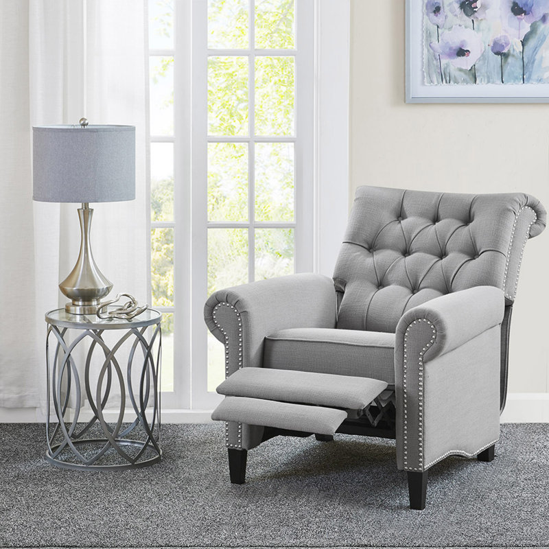 Fauteuil inclinable Aidan, fauteuil inclinable moderne, Tissu gris