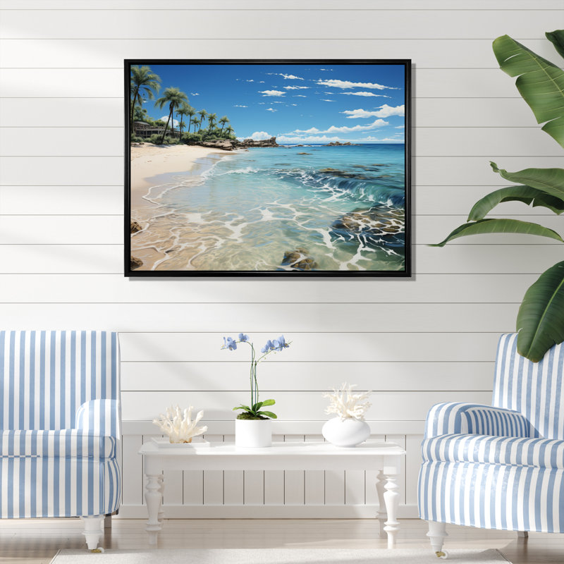 Ayr Beach Sandy Paradise I, H 30 po x l 40 po x P 1,5 po, Cadre flottant noir