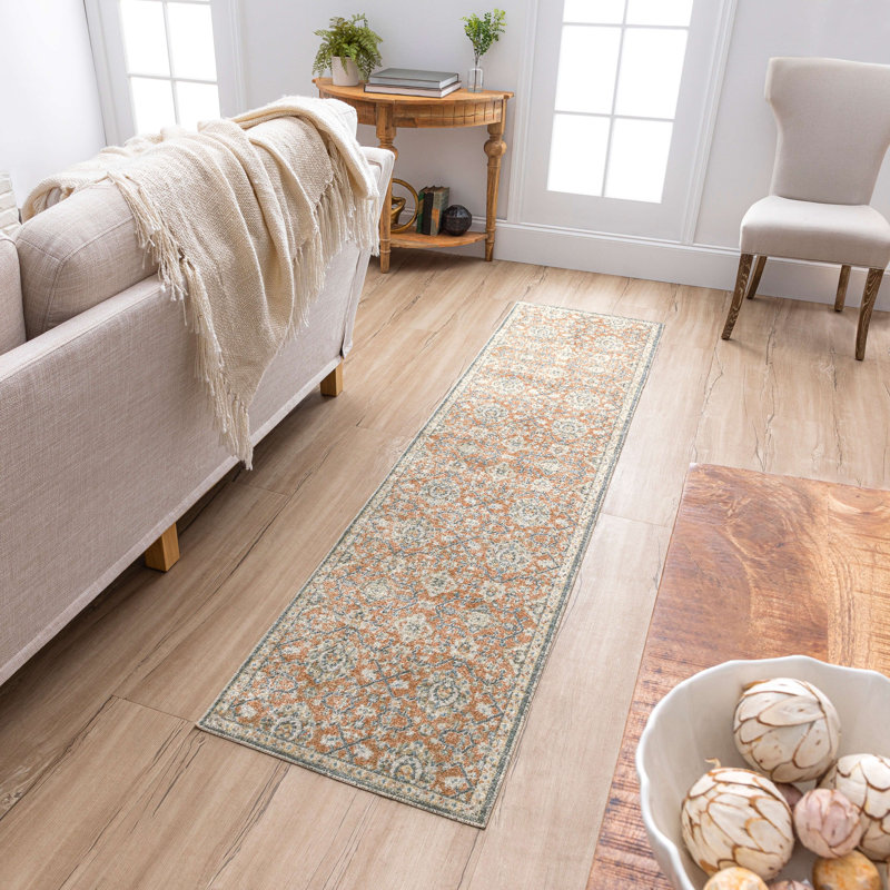 Tapis orange foncé Bungalow Rose Medea, Tapis de couloir 2 pi x 8 pi